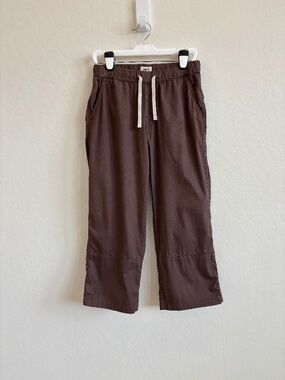 PACT Organic Cotton Daily Twill Wide Leg Crop Pants Brown Size Medium